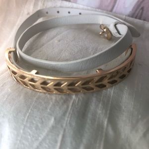Stella & Dot Gold and White Leather Wrap Bracelet